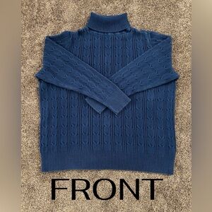 St. John's Bay Women’s Deep Blue Turtleneck Cable Knit Sweater. FITS LIKE L-XL